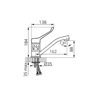 Bateria umywalkowa stojąca obrotowa niska ALGEO MEDICO, chrom