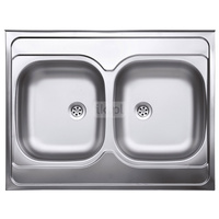 Zlewozmywak 2-komorowy 60x80, nakładany, gładki