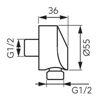 Przyłącze kątowe G1/2 do węża natryskowego, czarny