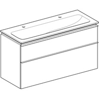 Zestaw: umywalka meblowa iCon slim, z szafką pod umywalkę, dwoma szufladami i zestawem odpływowo-przelewowym do umywalki: 120cm, orzech hickory / melaminowa struktura drewna, lava / matowy