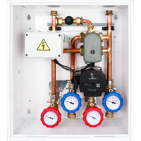 Grupa pompowa VITKOND Abp - grupa pompowa dla 2 stref grzewczych z dodatkowym obejściem by-pass: 1 bezpośredni pompowy obieg grzewczy + 1 obieg grzewczy z zaworem 6-drogowym mieszającyn i siłownikiem