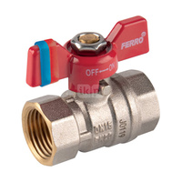 Kurek kulowy nakrętno-nakrętny z motylkiem, 1/2", F-Comfort