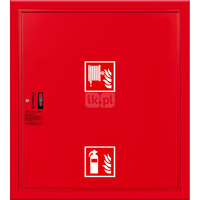 Hydrant DN33 wnękowy z miejscem na gaśnice pod zwijadłem, wąż 30m, ocynk fasada, zamek patent, RAL 3000