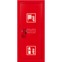 Hydrant DN33 wnękowy boczny z miejscem na gaśnicę, wąż 30m, ocynk fasada, zamek patent, RAL 3000 prawy