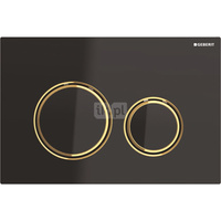 Przycisk uruchamiający Geberit Sigma21, przedni, szkło czarne, pierścienie: mosiądz