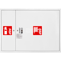 Hydrant DN25 zawieszany z miejscem na gaśnicę obok zwijadła, wąż 30m, zamek patent, RAL 9003
