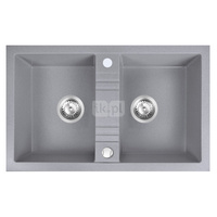 MEZZO II zlewozmywak granitowy 2-komorowy 48/78, szary