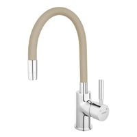 ZUMBA Inox bateria zlewozmywakowa z elastyczną beżową wylewką, stal