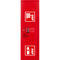 Hydrant DN25 zawieszany boczny z miejscem na gaśnicę, wąż 30m, zamek patent, RAL 3000 prawy