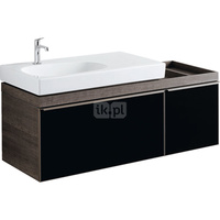 Szafka Citterio pod umywalkę 135 cm z szafką boczną po prawej stronie, dąb czarny/szkło czarne
