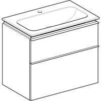 Zestaw: umywalka meblowa iCon slim, z szafką pod umywalkę, dwoma szufladami i zestawem odpływowo-przelewowym do umywalki: 75cm, lava / lakierowany matowy, lava / matowy