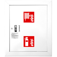 Hydrant DN52 wnękowy z koszem, 600x500x200mm, z miejscem na gaśnicę, wąż 20m, zamek patent, RAL 9003