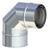 Kolano sztywne 87° Ø80/125mm z uszczelką płaszcz zewnętrzny wysoki połysk