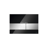 TECEsquare - przycisk spłukujący ze szkła do WC, szkło czarne, przyciski - efekt optyczny stali nierdzewnej szczotkowanej "anti-fingerprint"