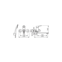 Bateria umywalkowa ścienna z przyłączem natrysku ISSO, chrom