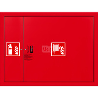 Hydrant DN25 FIT wnękowy z miejscem na gaśnicę obok zwijadła, wąż 30m, zamek patent, RAL 3000