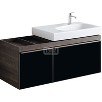 Szafka Citterio pod umywalkę 120 cm z szafką boczną po lewej stronie, dąb czarny/szkło czarne