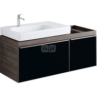 Szafka Citterio pod umywalkę 120 cm z szafką boczną po prawej stronie, dąb czarny/szkło czarne