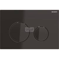 Przycisk uruchamiający Geberit Sigma21, przedni, szkło czarne, pierścienie: czarny chrom