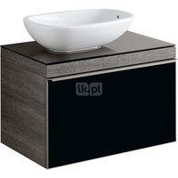 Szafka Citterio pod umywalkę asymetryczna 70 cm ze szklanym blatem, dąb czarny/szkło czarne