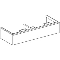 Szafka iCon pod umywalkę podwójną, z dwoma szufladami 118,4 cm x 24,7 cm x 47,6 cm, szary piaskowy / lakierowany, wysoki połysk, szary piaskowy / matowy