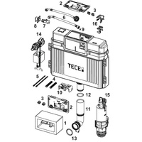 TECEprofil - Spłuczka podtynkowa z kolanem spustowym 980 mm