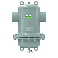 Separator mikropęcherzy powietrza i osadów Exdirt D 60.3 R szare, kołnierz rewizyjny, ze spawanymi króćcami