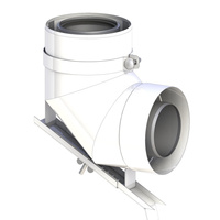 Kolano renowacyjne 90° Ø80/125mm do kominów ceramicznych z regulowaną podporą z uszczelką