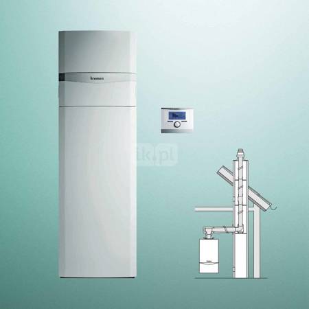 Pakiet - Kocioł gazowy dwufunkcyjny VAILLANT ecoCOMPACT VSC 306/4-5 150 kondensacyjny stojący 6.6-32.5kW + Regulator multiMATIC 700 + Zestaw powietrzno-spalinowy szachtowy 