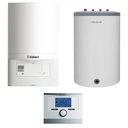 Pakiet - Kocioł gazowy jednofunkcyjny VAILLANT ecoTEC pro VC 146/5-3 kondensacyjny wiszący 5.9-15.3kW + Czujnik c.w.u.  + Regulator calorMATIC 350 + Zasobnik c.w.u Lindo 150L