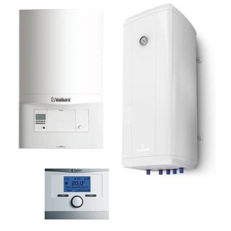 Pakiet - Kocioł gazowy jednofunkcyjny VAILLANT ecoTEC pro VC 146/5-3 kondensacyjny wiszący 5.9-15.3kW + Czujnik c.w.u.  + Regulator calorMATIC 350 + Zasobnik c.w.u Vulcan 140L wiszący