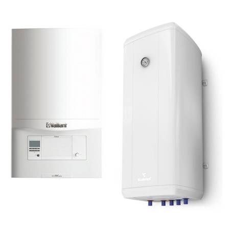 Pakiet - Kocioł gazowy jednofunkcyjny VAILLANT ecoTEC pro VC 146/5-3 kondensacyjny wiszący 5.9-15.3kW + Czujnik c.w.u.  + Zasobnik c.w.u Vulcan 120L wiszący