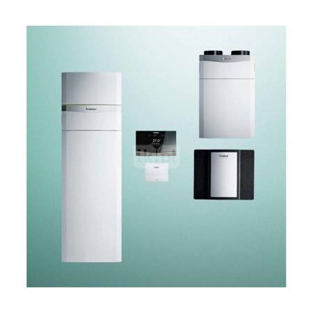 Pakiet systemowy OZE - Pompa ciepła gruntowa solanka-woda VAILLANT VWF 88/4 flexoCOMPACT 5.3kW 400V + Rekuperator recoVAIR VAR 360/4 + Regulator sensoCOMFORT VRC 720 + Moduł kaskadowy VR 32/3 + Moduł chłodzenia pasywnego VWZ NC 11/4