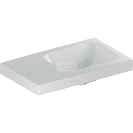 Umywalka iCon Light kompaktowa z powierzchnią odkładczą 53 cm, bez otworu, bez przelewu, z półką z lewej